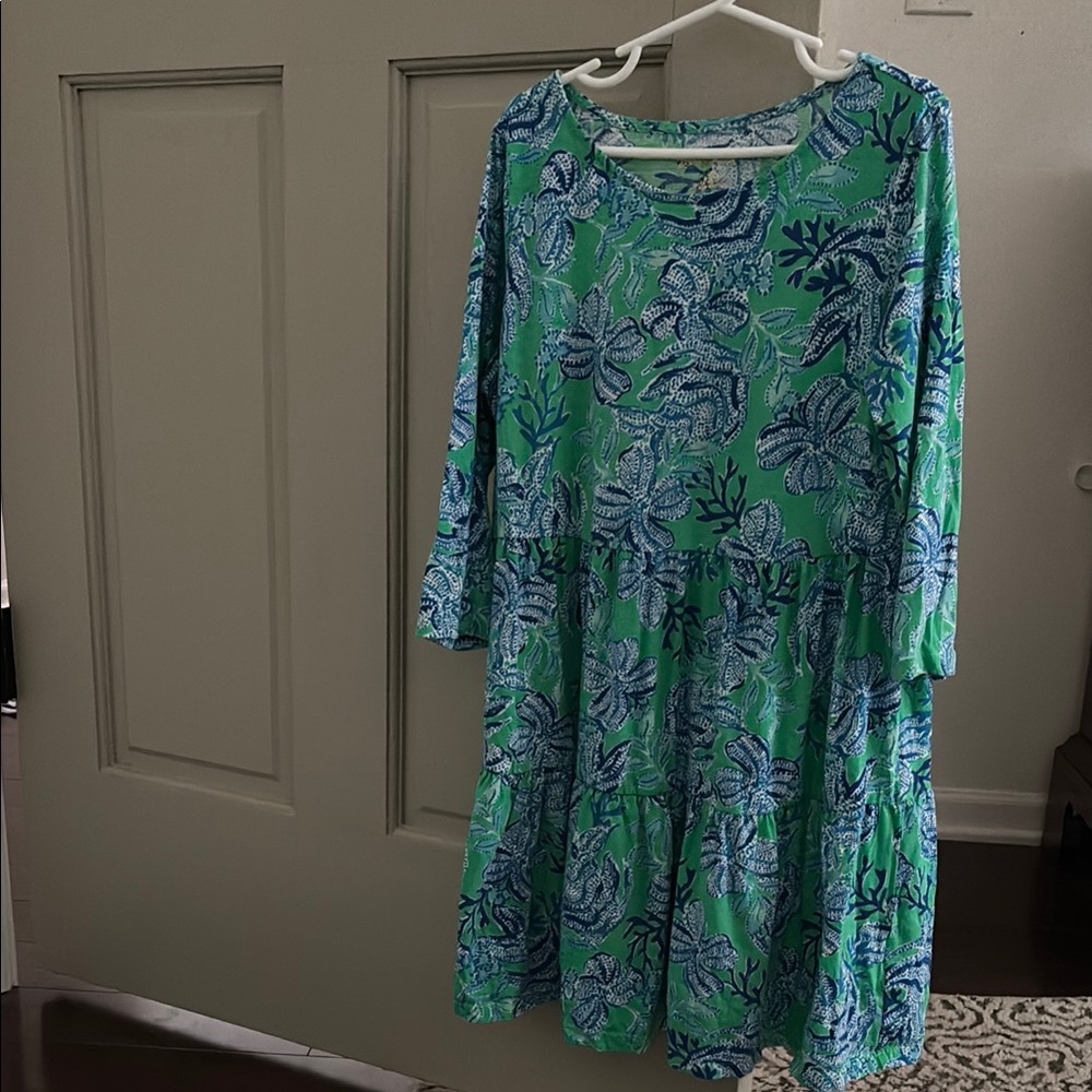 Girls Lilly Pulitzer Blue and Green Floral Dress
